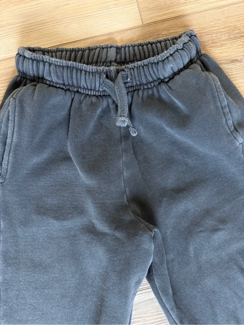 Zara Girls Jogger Sweatpants Fleece Drawstring Waist Dark Gray washed look Sz 9